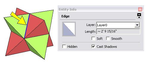 Cube, Tetrahedron, Octahedron in Google SketchUp 3. Use the Entity Info window again to measure edges of these small tetrahedrons.