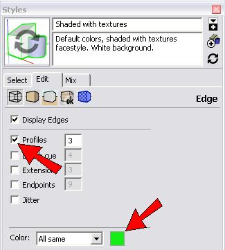 If you want to change the color of your edges, open the Styles window (Window / Styles from the main menu).