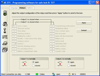 4.7.2 Relays tab Relays tab in the Other menu The two relay outputs are programmed by selecting the desired boxes from the itemized list.
