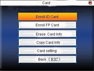 2. User Management 2.3 Card management Support Mifare non touch intelligent card with working frequency of 13.56MHZ.