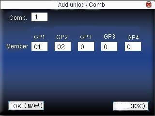 2. User Management 1. Add unlock combination Press Menu to get operating menu: Press / to select add.