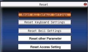 4. System Option keyboard definition to that of factory. Reset bell option: Only reset bell option to factory state.