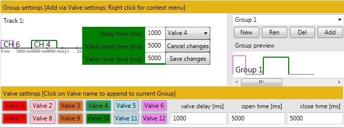 19 Editing Valves After a valve is added to a group, the user can edit the valve s options by right-clicking on