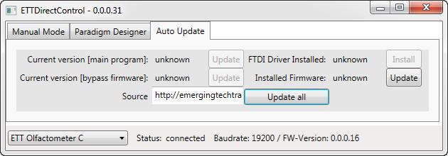 35 Part 4: Auto Update The user can check for software updates for ETT Direct Control by switching to the Auto Update