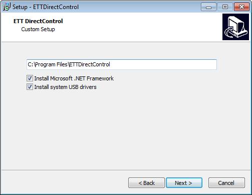 6 2. If this is the first time installing ETT Direct Control, it is advisable to select the Install Microsoft.