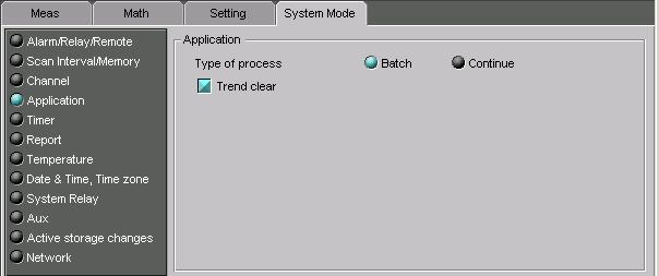 2.6 Configuring the System Mode Application Click here (also selectable from [Setting] - [System Mode Setting]). Check here if you wish to clear the waveform display and start data acquisition.