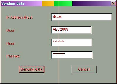 3.3 Sending Setup Data to the DXP 1. Select [Comm.] - [Send Setting]. 2. The [Sending data] dialog box appears. 3 3. Enter the IP address, user name, user ID, and password. 4. Click here.