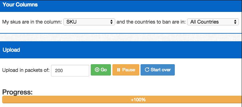 9.4 Uploading Banned Items You can upload items that are banned from shipment to specific countries.