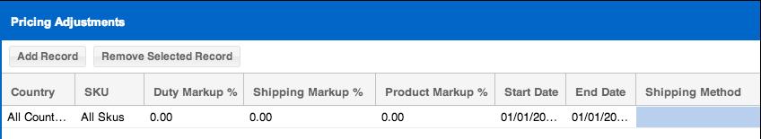 12.2 Product Pricing Adjustments In this section, you can apply a markup on product prices and duty costs.