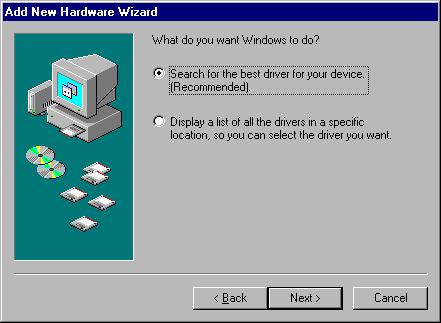 USB Hub Device Driver Installation Under Windows 98 1.) After starting up your Microsoft Windows 98 operating system, the Add New Hardware Wizard dialog box will be displayed on your screen.