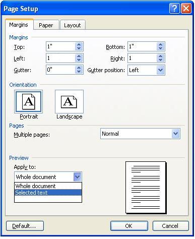 Setting the Margins: Word 2003 From the File menu, select Page Setup.