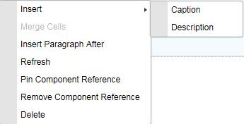 captions/titles and descriptions to Excel components using the context menu.