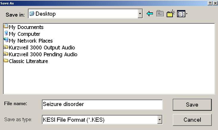 Saving: Kurzweil File SAVING TO CD: (1) Scan text (2) Save file to Desktop: 1. Click Save on toolbar 2.