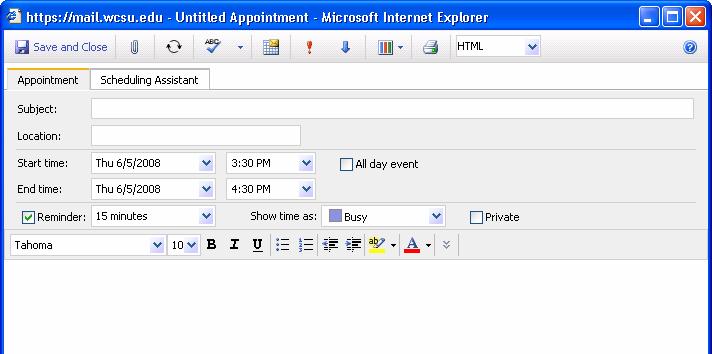 Setting up an Appointment In Outlook