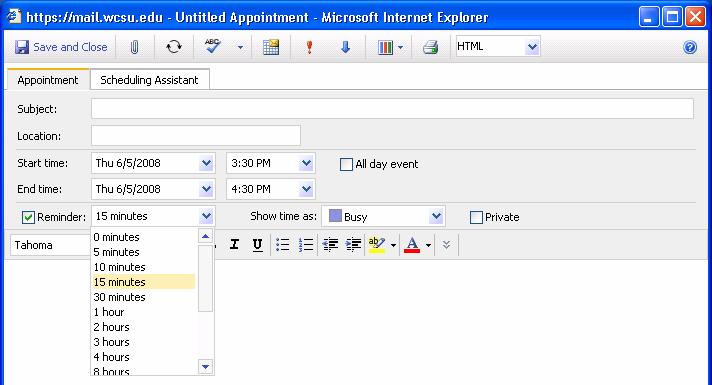 Setting up an Appointment When you create any type of calendar entry, a reminder is set automatically.