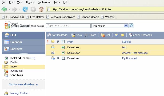 Moving messages to folders in OWA Light Once you ve created a folder, you can move one message or multiple messages to the new