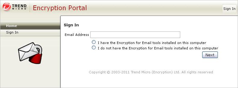 Encryption Portal The Sign In screen appears in your web browser window. FIGURE 5-2.