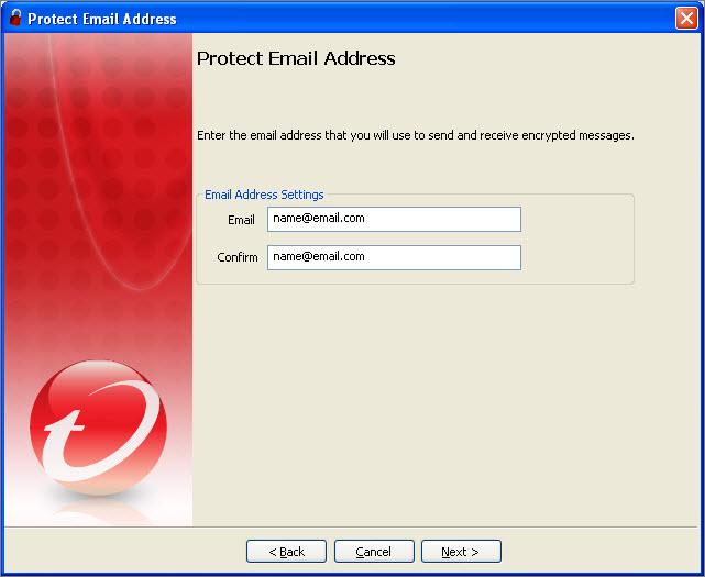 Installing Encryption for Email The Protect Email Address screen appears. FIGURE 1-9.