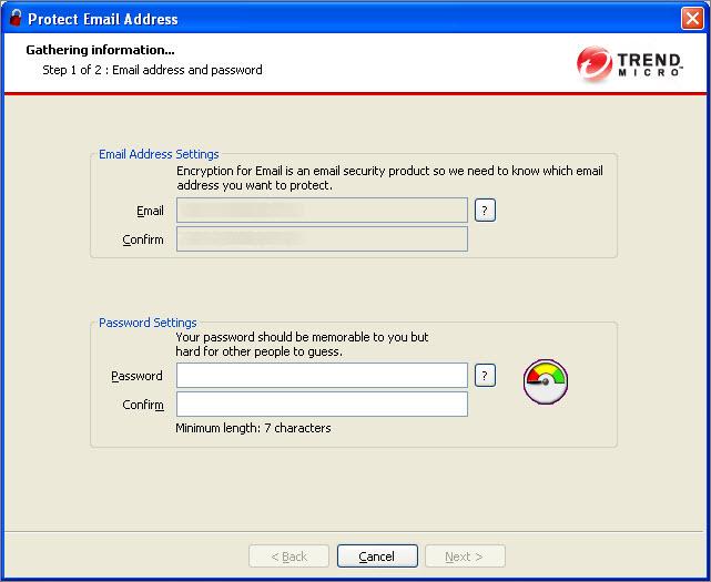 Trend Micro Encryption for Email User s Guide The Gathering Information (Step 1 of 2) screen appears. FIGURE 1-10.