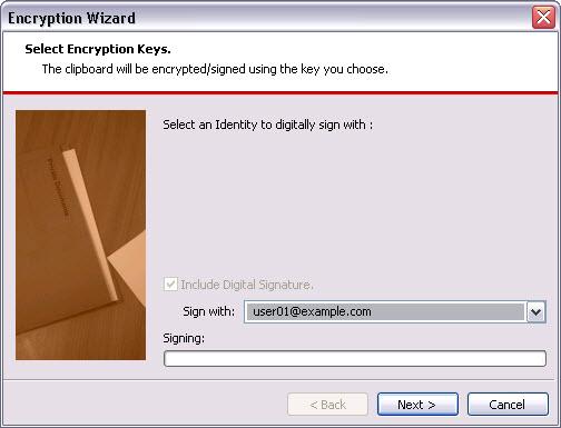 Trend Micro Encryption for Email User s Guide The Encryption for Email Tray Tool menu appears. 2. Click Clipboard > Sign. The Encryption Wizard appears. FIGURE 2-15.