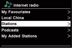 To enter Local stations, press MENU button > Station list > Local "Country", press OK button to confirm. 2. Press or button to select options, and then press OK button to confirm. 3.