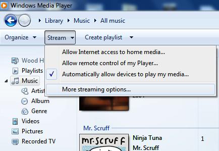 ) Sharing Media with Windows Media Player The most common UPnP server is Windows Media Player (10 or later. Viewing version from Help > About Windows Media Player).