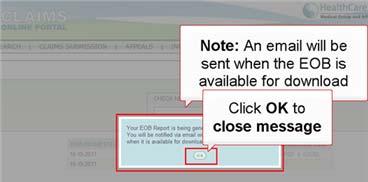 A popup message will appear saying an email will be sent