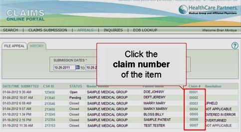 Click the claim number of the item 2.