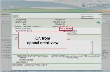 A CSR ID assigned to filed appeals Use CSR