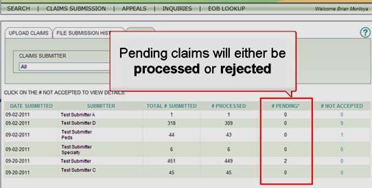 Pending claims will