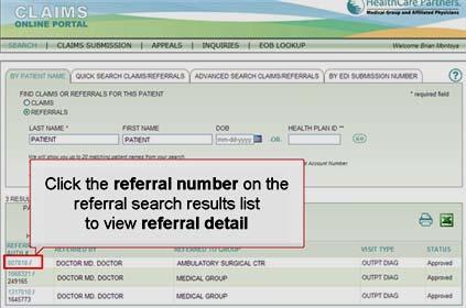 View Details/Summary Viewing Referral/Claim Detail 1.