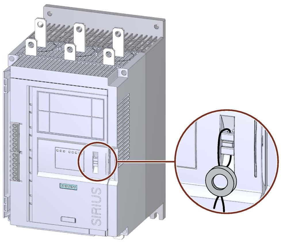 Commissioning 6.2 Sealing the 3RW51 soft starter 6.2 Sealing the 3RW51 soft starter Requirements Seal, sealing wire and a suitable sealing tool. Procedure Push the wire through the openings provided.