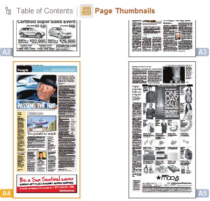 Thumbnails Navigation The Page Thumbnails display in section order.