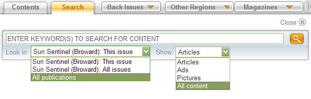 The Search Tab This function allows you to search for articles using specific look-up criteria.