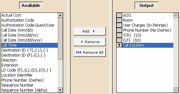The Output Layout line reflects changes to the Output box. In our example we ve added Call Duration to the Output list. The Output Layout line reflects this change the DDD.
