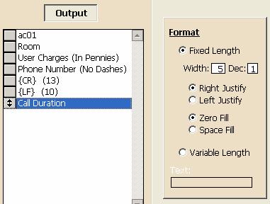 The Format section of the screen, located next to the Output list, is populated with the properties available to the selected field. Modify them according to your requirements.