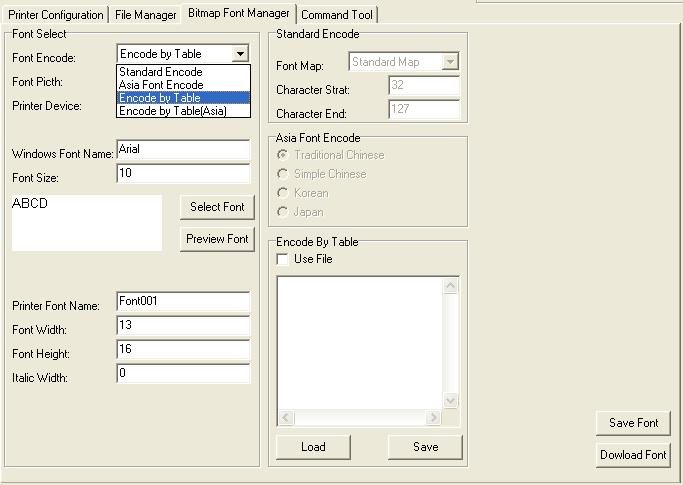 6. Bitmap font manager Bitmap font manager is used to convert the selected TTF font into printer format bitmap font.