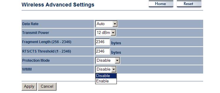 Wireless Advanced Settings Click on the Wireless Advanced Settings link. On this page you can configure the advanced settings to tweak the performance of your wireless network.