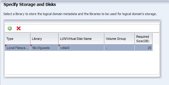 Click the Add icon to select the local filesystem library for the virtual disks.