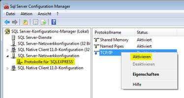 Open the SQL Server Configuration Manager via Start > All Programs > Microsoft