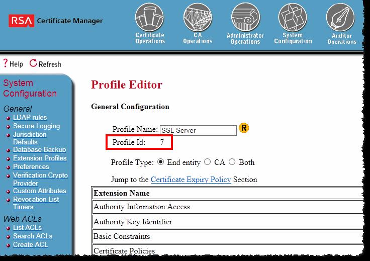 First identify the Profile Name configured in the jurisdiction (selected in previous section), then follow the steps below to determine the profile's Profile ID.