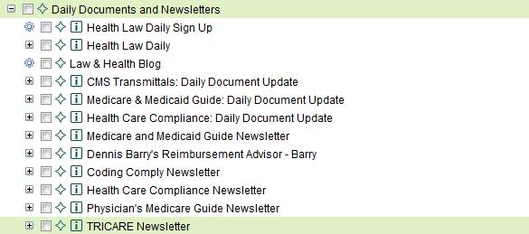Staying current with News and Trackers News on the Browse Tree: Open Daily Document and Newsletters in the Health Care Compliance and Reimbursement library to locate Medicare and Medicaid Guide
