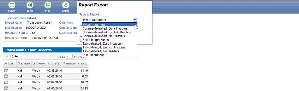 REPORT WIZARD MODULE (cont.): Report Wizard, Executing a Report: Select a date range if other than the default. Display Options: Report Label This can be modified to label the report differently.