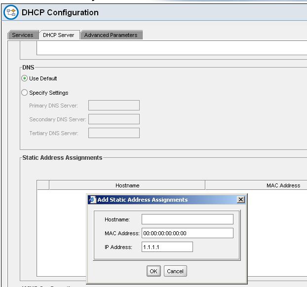 Configure Internal DHCP Server Click OK. 8. In the WINS Configuration section, enter the IP addresses of your WINS servers.