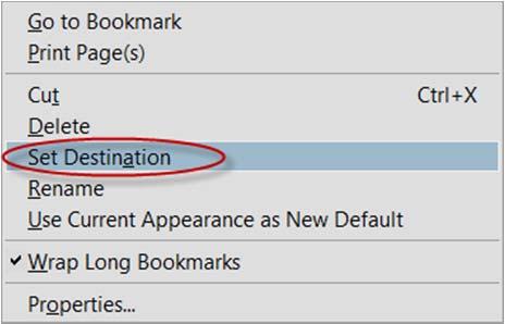 where you want to Bookmark to display. Adjust the setting by zooming in and displaying the page how you want it to display for the user.
