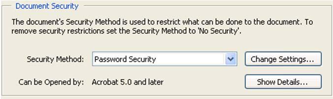 Modify security settings by left-clicking on the padlock, and clicking on the Permission Details Link. Select the Change Settings button from the Document Security dialog box.