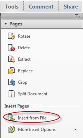 Tip: You must have the Page Thumbnails displayed on the left side of the screen. Another way to insert a file or page from File A to File B would be using the Insert Page from the Pages Panel.