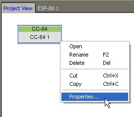 CC-64 Properties To access other CC-64 properties, right