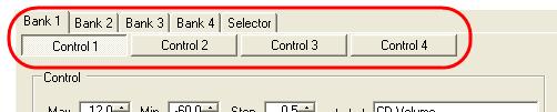 You can access settings for each control knob as well as the Selector knob using the tabs at the top of the window.