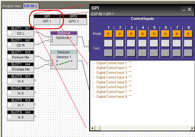 To open the GPI control panel, double-click on the GPI block in the ESP- 88 window. Figure 6.